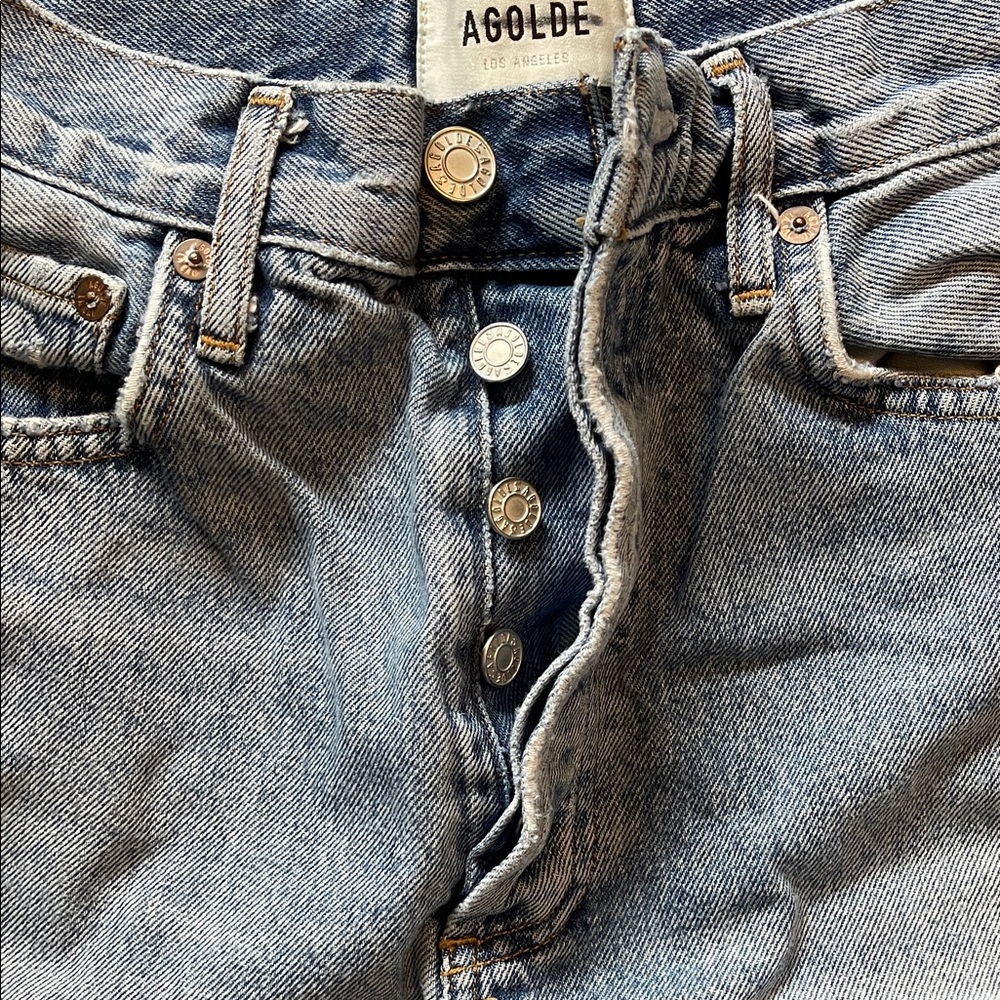 Agolde Light Blue Straight Leg Jeans - Picture 3 of 16